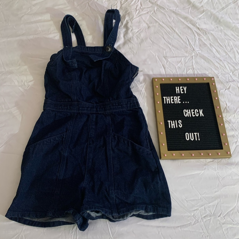 Topshop Casual Sleeveless Short Jean Romper